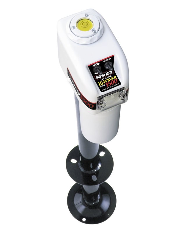 Barker Trailer Tongue Jack, Super Hi-Power, Electric a Frame Tongue Jack, 3500 Pound Lift Capacity, 18 Inch Travel, Powder Coated, White – 27452