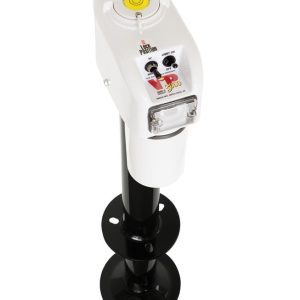 Barker Trailer Tongue Jack, Vip 3000 Power, Electric a Frame Tongue Jack, 3000 Pound Lift Capacity, 18 Inch Travel, Powder Coated, White – 30826
