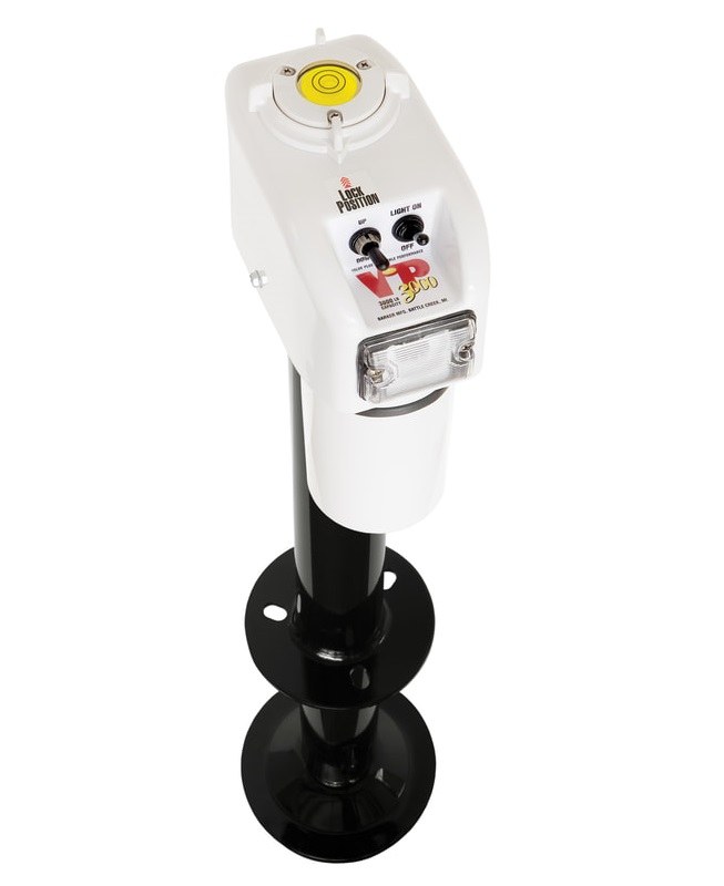 Barker Trailer Tongue Jack, Vip 3000 Power, Electric a Frame Tongue Jack, 3000 Pound Lift Capacity, 18 Inch Travel, Powder Coated, White – 30826