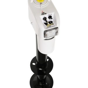 Barker Trailer Tongue Jack, Vip 3500 Power, Electric a Frame Tongue Jack, 3500 Pound Lift Capacity, 24 Inch Travel, Powder Coated, White – 31558