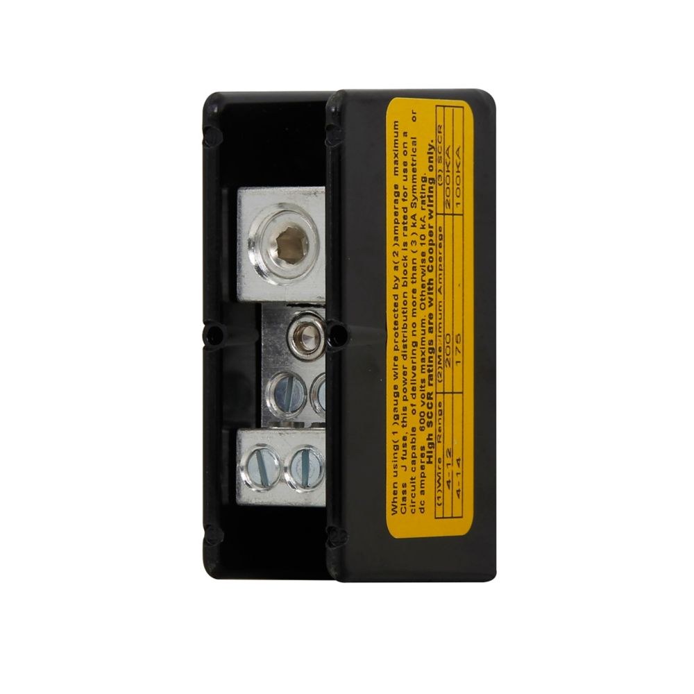 Bussmann Wire Terminal Block, Power Splicer Block, 3 Pole, Tin Plated Aluminum Connector, 175 Ampere, 600 Volt AC/ DC, Black – 16204-3