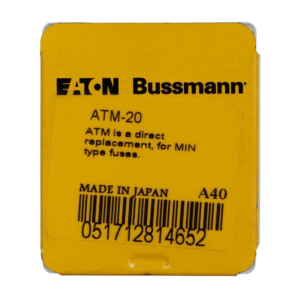 Bussmann Fuse, Yellow Blade, Atm, 20 Amp – ATM-20