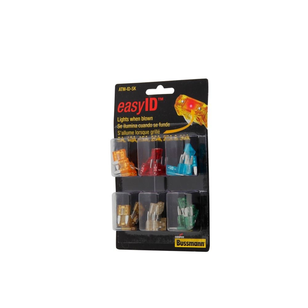 Bussmann Fuse Assortment, Easyid, Atm Blade Fuse, With Six Each of 5 Amp/ 10 Amp/ 15 Amp/ 20 Amp/ 25 Amp/ 30 Amp, Total 36 Pieces – ATM-ID-SK