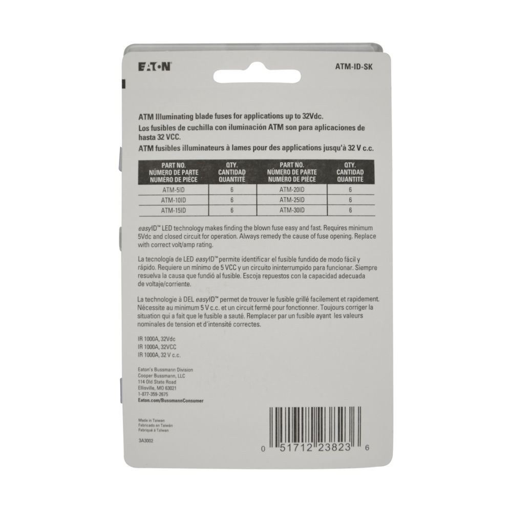 Bussmann Fuse Assortment, Easyid, Atm Blade Fuse, With Six Each of 5 Amp/ 10 Amp/ 15 Amp/ 20 Amp/ 25 Amp/ 30 Amp, Total 36 Pieces – ATM-ID-SK