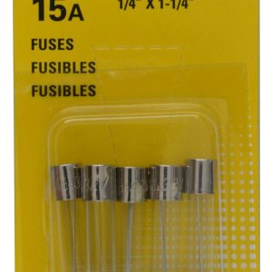 Bussmann Fuse, Glass Tube, Agc, 15 Amp, 1/4 Inch X 1-1/4 Inch, Pack of 5, With English/ Spanish/ French Language Blister Packaging – BP/AGC-15-RP