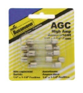 Bussmann Fuse Assortment, Agc Glass Fuse, With One 7-1/2 Amp/ Two 10 Amp/ Two 15 Amp/ Two 20 Amp/ One 25 Amp/ Two 30 Amp – BP/AGC-AH10-RP