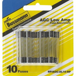 Bussmann Fuse Assortment, Agc Glass Fuse, With Two 1 Amp/ Two 2 Amp/ Two 3 Amp/ One 4 Amp/ Two 5 Amp/ One 6 Amp, Total 10 Pieces – BP/AGC-AL10-RP