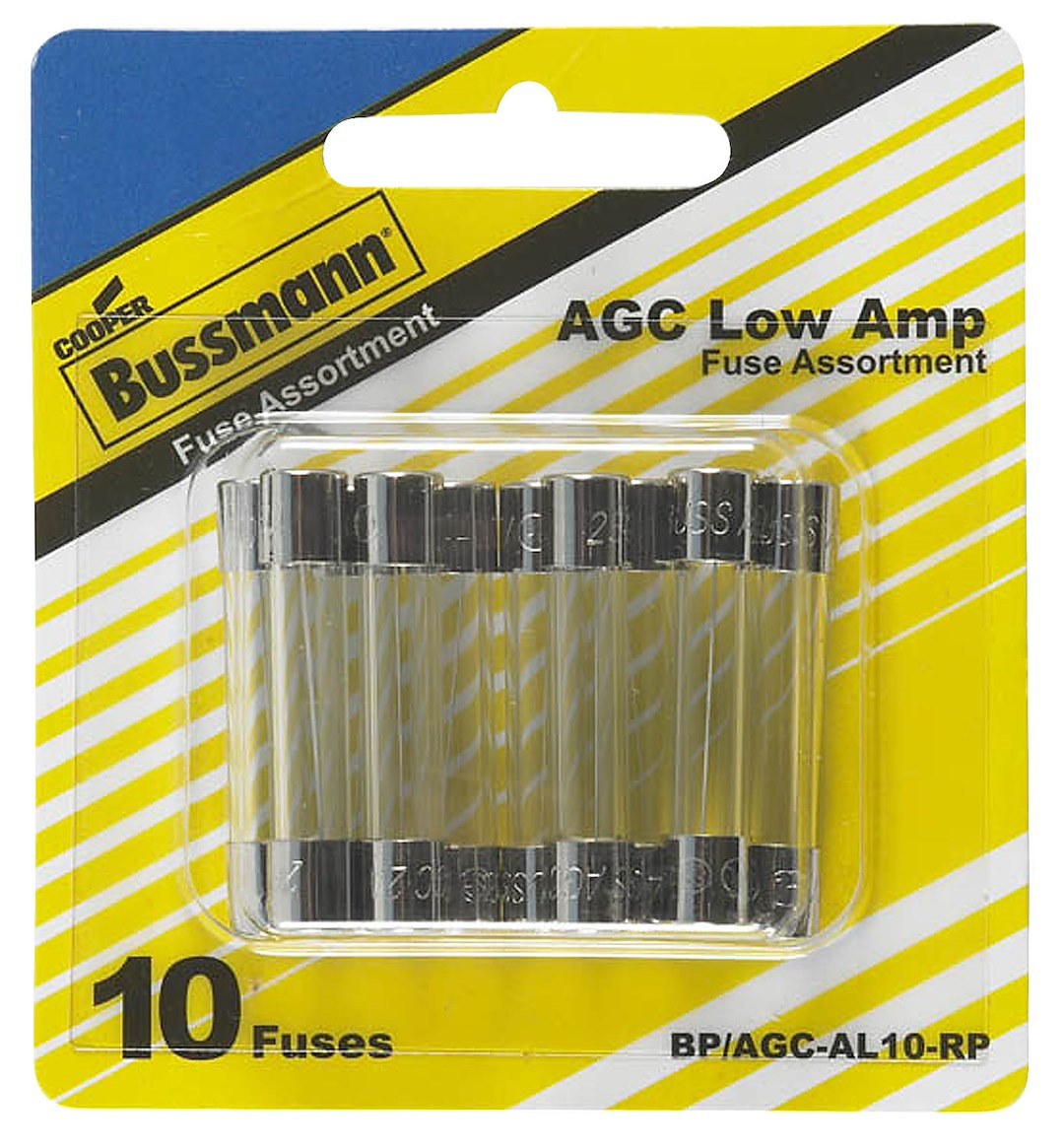 Bussmann Fuse Assortment, Agc Glass Fuse, With Two 1 Amp/ Two 2 Amp/ Two 3 Amp/ One 4 Amp/ Two 5 Amp/ One 6 Amp, Total 10 Pieces – BP/AGC-AL10-RP
