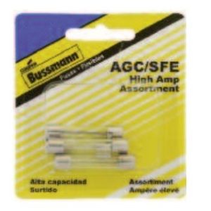 Bussmann Fuse Assortment, Agc/ Sfe Glass Fuse, With One Each of Agc 10 Amp/ 15 Amp/ 30 Amp, With One Each of Sfe 14 Amp/ 20 Amp – BP/AGC-SFE-A5-RP