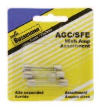 Bussmann Fuse Assortment, Agc/ Sfe Glass Fuse, With One Each of Agc 10 Amp/ 15 Amp/ 30 Amp, With One Each of Sfe 14 Amp/ 20 Amp – BP/AGC-SFE-A5-RP