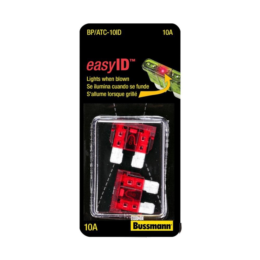 Bussmann Fuse, Easyid, Red Blade, Atc, 10 Amp, Pack of 2, With Blister Packaging – BP/ATC-10ID