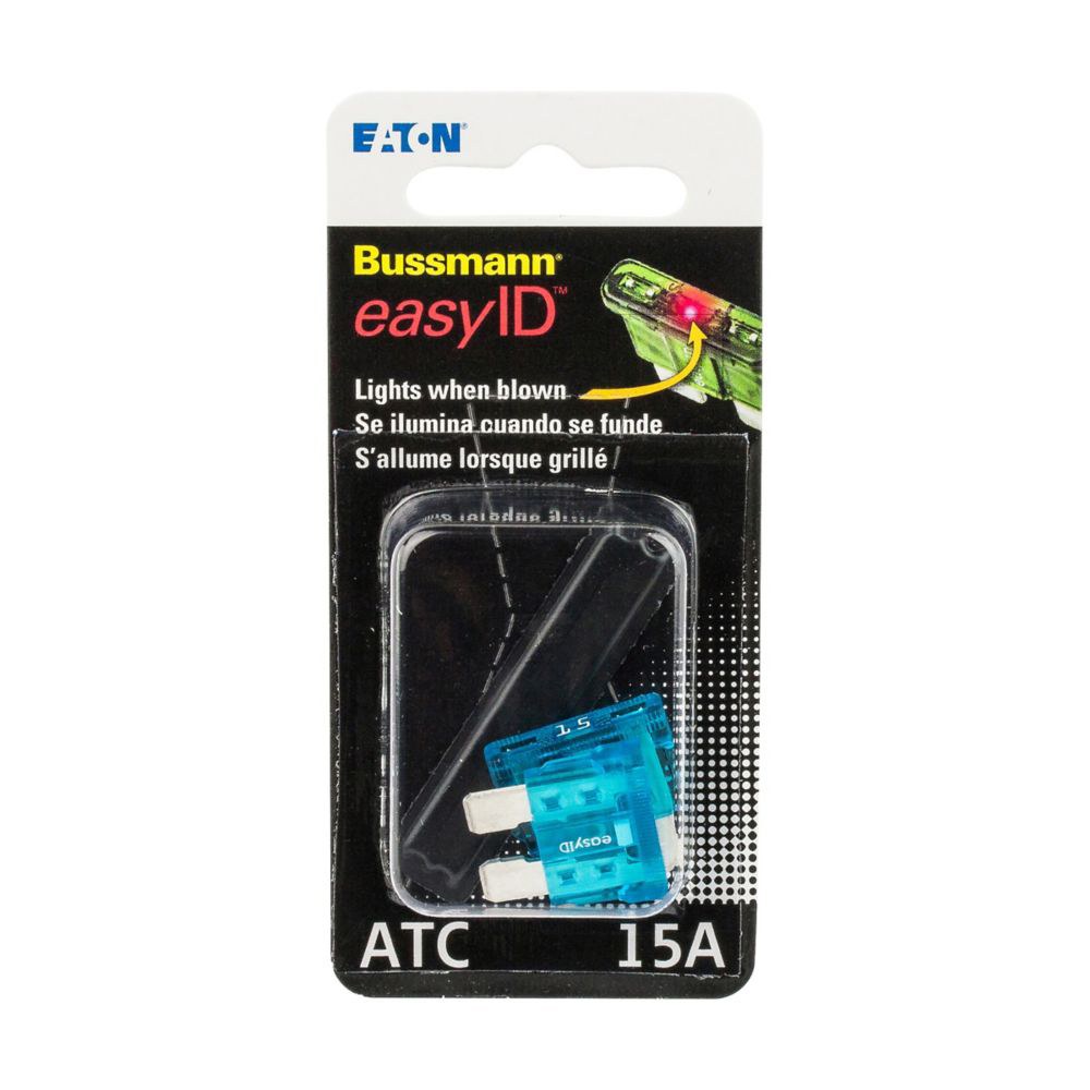 Bussmann Fuse, Easyid, Blue Blade, Atc, 15 Amp, Pack of 2, With Blister Packaging – BP/ATC-15ID