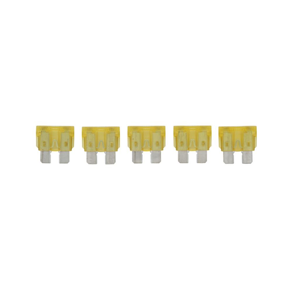Bussmann Fuse, Yellow Blade, Atc, 20 Amp, Pack of 5, With English/ Spanish/ French Language Blister Packaging – BP/ATC-20-RP