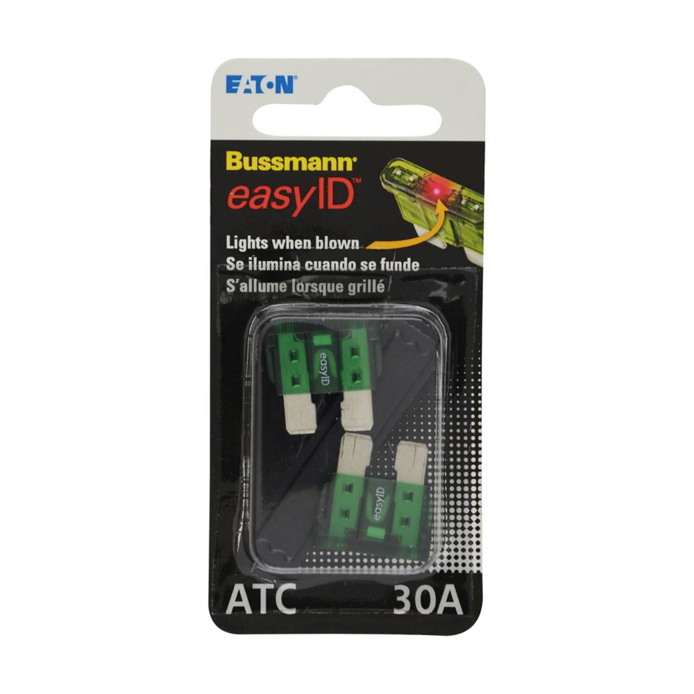 Bussmann Fuse, Easyid, Green Blade, Atc, 30 Amp, Pack of 2, With Blister Packaging – BP/ATC-30ID
