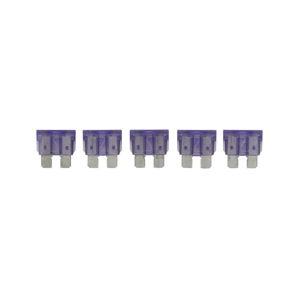 Bussmann Fuse, Violet Blade, Atc, 3 Amp, Pack of 5, With English/ Spanish/ French Language Blister Packaging – BP/ATC-3-RP