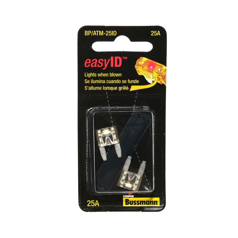 Bussmann Fuse, Easyid, Clear Blade, Atm, 25 Amp, Pack of 2, With Blister Packaging – BP/ATM-25ID