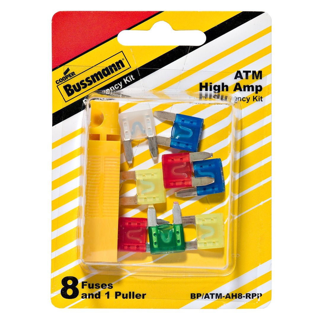 Bussmann Fuse Assortment, Atm High Amp Blade Fuse, With Two 10 Amp/ Two 15 Amp/ Two 20 Amp/ One 25 Amp/ One 30 Amp/ FP-A3 Fuse Puller – BP/ATM-AH8-RPP
