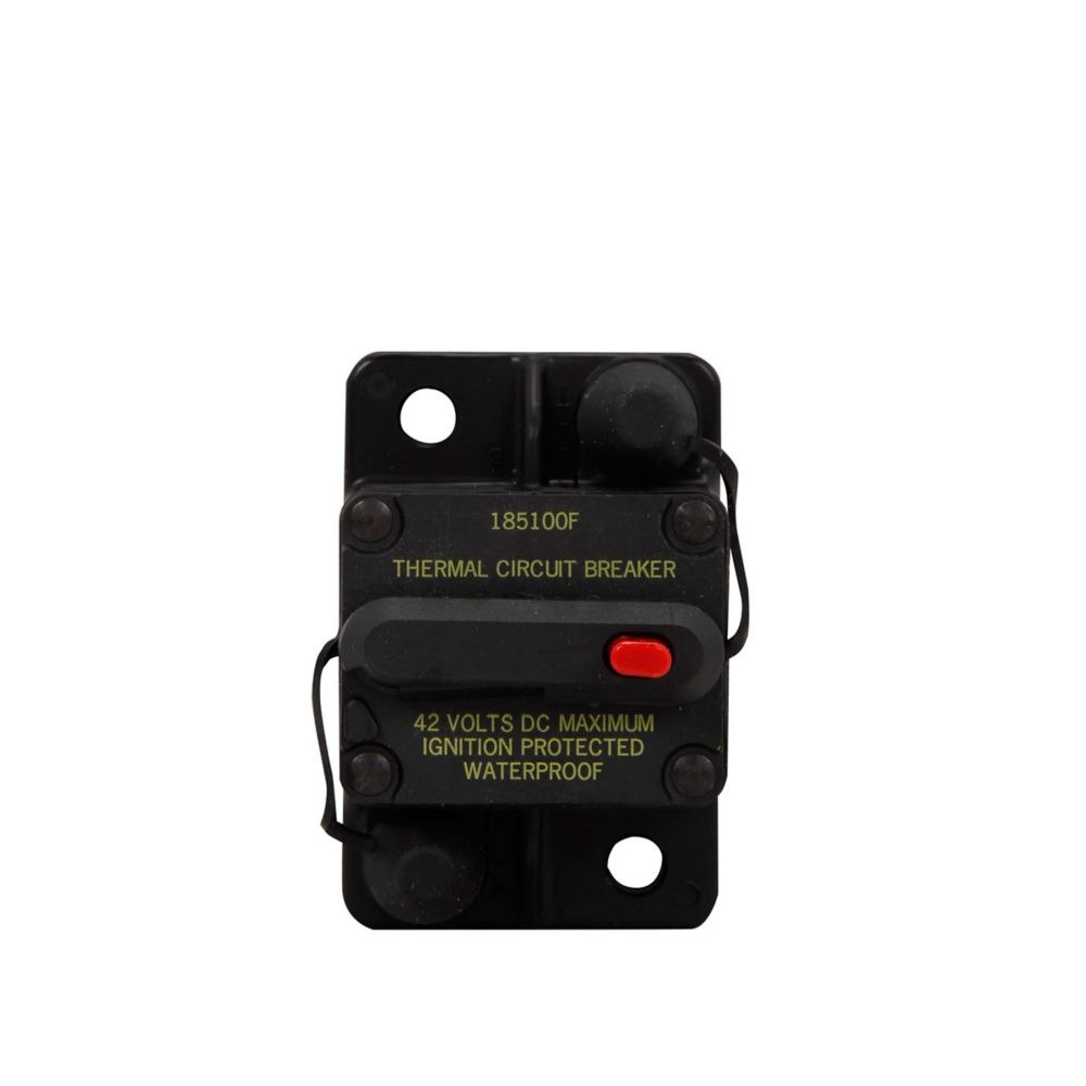 Bussmann Circuit Breaker, Type III, 100 Amp/ 42 Volt DC, Flush-Mount, Waterproof, 1/4-28 Inch Threaded Stud Terminals – BP/CB185-100