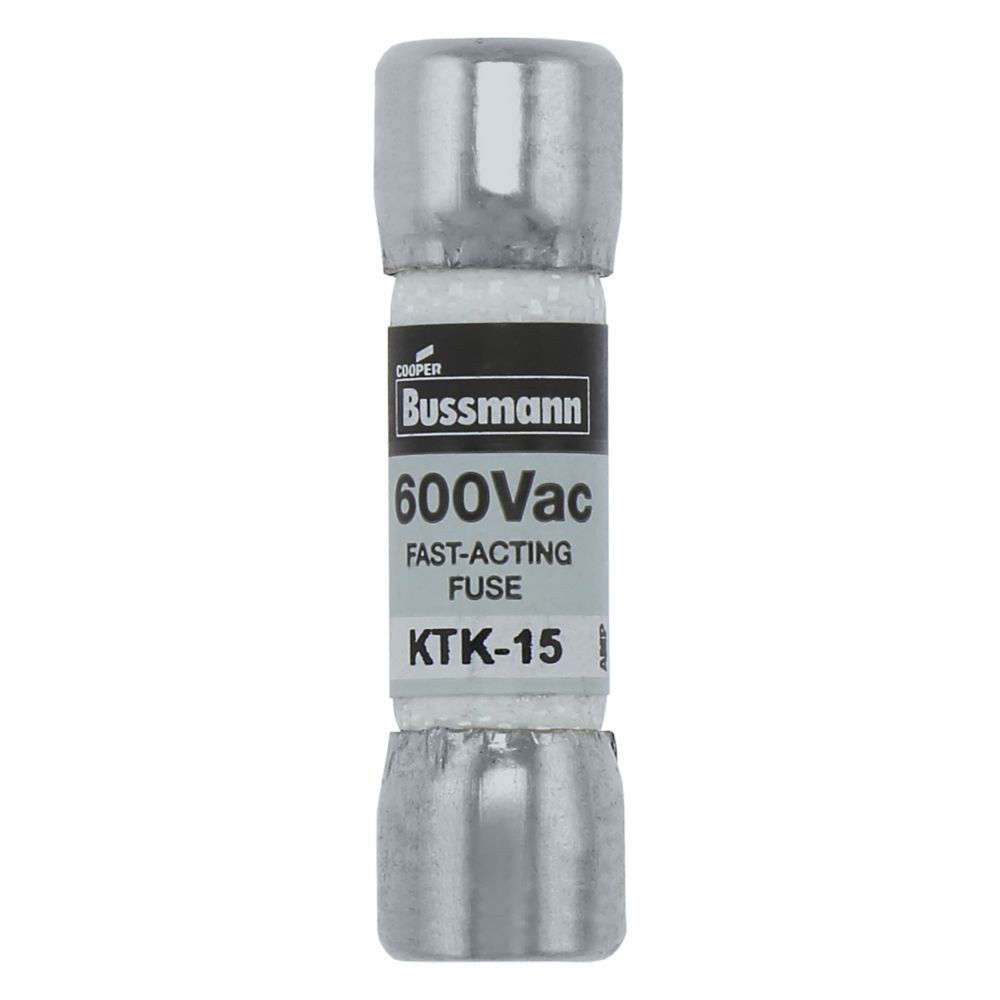 Bussmann Fuse, Cartridge Type, Ktk, 15 Amp, 600 Volt AC, 13/32 Inch Diameter X 1-1/2 Inch Length, Fast Acting, Single – BP/KTK-15