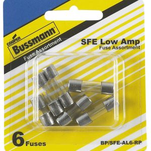 Bussmann Fuse Assortment, Sfe Glass Fuse, With One 4 Amp/ One 6 Amp/ Two 7-1/2 Amp/ Two 9 Amp, Total 6 Pieces – BP/SFE-AL6-RP