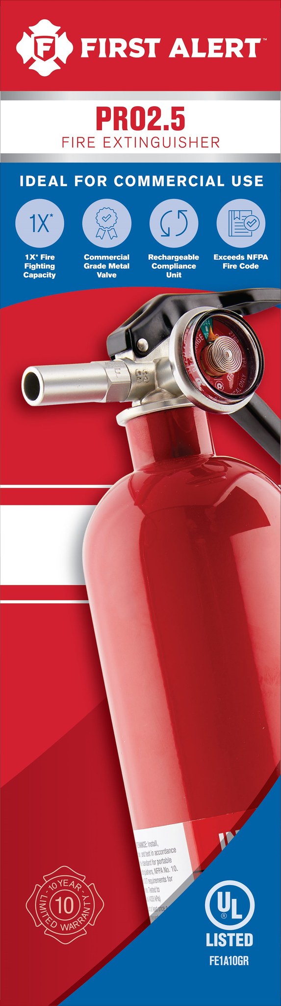 Brk Electron Fire Extinguisher, First Alert ®, Ul Rated 1-A:10-B:C, Monoammonium Phosphate Extinguishing Agent, U S Coast Guard Approved – PRO2-5