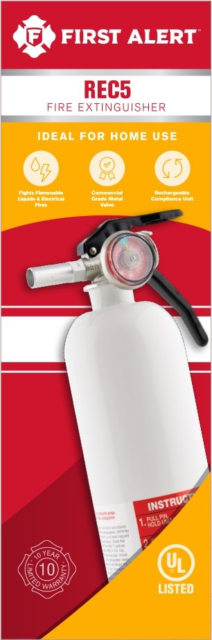Brk Electron Fire Extinguisher, First Alert ®, Ul Rated 5-B:C, Sodium Bicarbonate Extinguishing Agent, U S Coast Guard Approved, 2 Pound Bottle – REC5