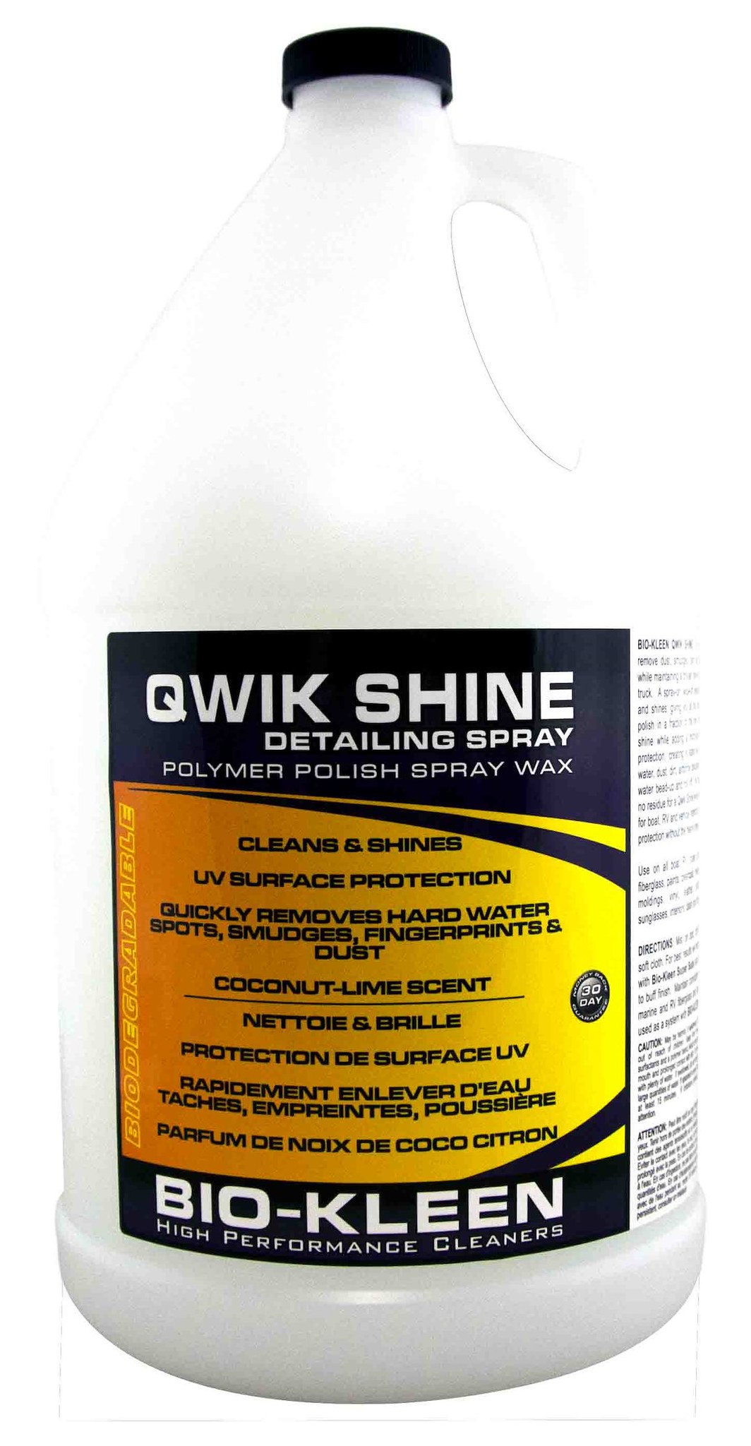 Bio-Kleen Detailing Spray, Qwik Shine, Use to Remove Dust/ Smudges/ Bird Hits and Water Spots, 1 Gallon, Single – M00909