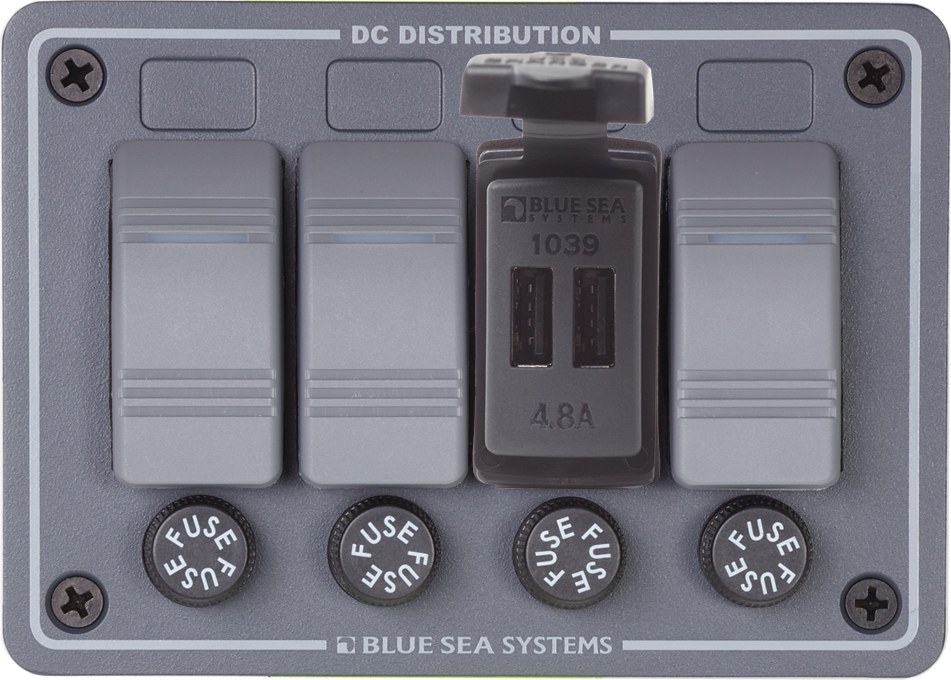 Blue Sea Systems USB Outlet, For Charging Phone and Tablet, Dual USB Connection Outlet, 5 Volt DC/ 4.8 Amp Output, 1.83 Inch Length – 1039-BSS