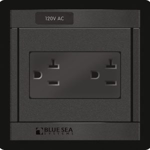 Blue Sea Systems Receptacle Cover, 360 Panel, For Mounting Equipment/ Switching/ Monitoring Functions, 120 Volts AC, Black – 1479-BSS