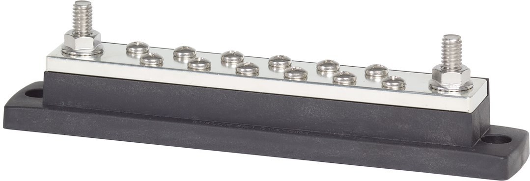 Blue Sea Systems Busbar, Maxibus, 4 Stud Terminal/ 4 Screw Terminal, 300 Volts AC/ 48 Volts DC, 250 Amps – 2105-BSS
