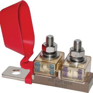 Blue Sea Systems Fuse Block, 58 Volts DC, 300 Amp, Uses Dual Mrbf Terminal Fuse, With Protective Cover – 2151-BSS