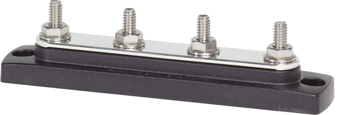Blue Sea Systems Busbar, Common Busbar, 4 Stud Terminal, 300 Volts AC/ 48 Volts DC, 130 Amps AC/ 150 Amps DC – 2303-BSS