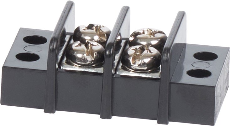 Blue Sea Systems Wire Terminal Block, 2 Circuit, 20 Amps, 300 Volts AC/DC, Screw Terminal, Black, Nickel Plated Brass Bus with Nylon Base – 2402-BSS