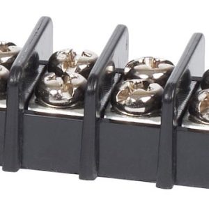 Blue Sea Systems Wire Terminal Block, 6 Circuit, 20 Amps, 300 Volts AC/DC, Screw Terminal, Black, Nickel Plated Brass Bus with Nylon Base – 2406-BSS