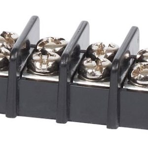 Blue Sea Systems Wire Terminal Block, 8 Circuit, 20 Amps, 300 Volts AC/DC, Screw Terminal, Black, Nickel Plated Brass Bus with Nylon Base – 2408-BSS