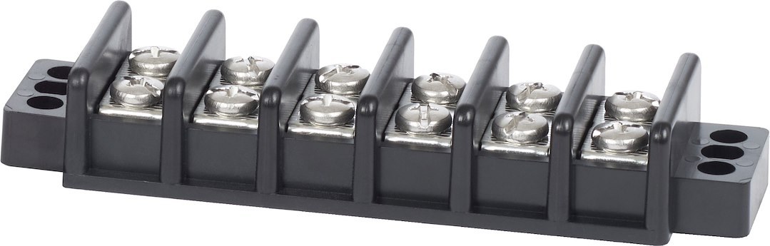 Blue Sea Systems Wire Terminal Block, 6 Circuit, 30 Amps, 600 Volts AC/DC, Screw Terminal, Black – 2506-BSS