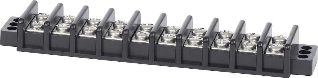 Blue Sea Systems Wire Terminal Block, 10 Circuit, 30 Amps, 600 Volts AC/DC, Screw Terminal, Black – 2510-BSS