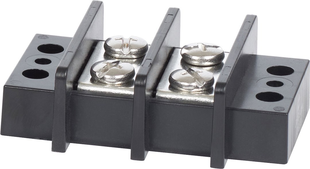 Blue Sea Systems Wire Terminal Block, 2 Circuit, 65 Amps, 600 Volts AC/DC, Screw Terminal, Black – 2602-BSS