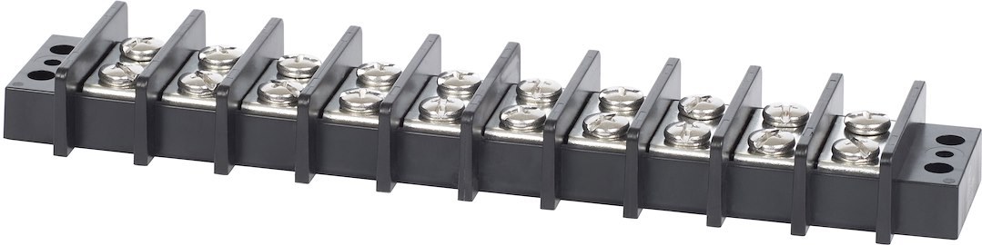 Blue Sea Systems Wire Terminal Block, 10 Circuit, 65 Amps, 600 Volts AC/DC, Screw Terminal, Black – 2610-BSS