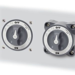 Blue Sea Systems Battery Disconnect Switch, 32 Volts DC, Single Circuit On-Off, 600 Amps, Gray, Ignition Protected – 3000-BSS