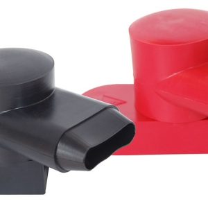 Blue Sea Systems Battery Terminal Cover, Accepts All Size of Cables, Rotating Single Entry Cable Cap, Black/ Red, PVC – 4001-BSS