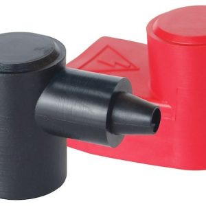Blue Sea Systems Battery Terminal Cover, Accepts 1/0 and 2/0 Awg Cables, Standard Cable Cap, Black/ Red, PVC, Large Pair – 4006-BSS