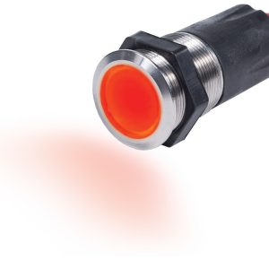 Blue Sea Systems Push Button Switch, On/Off Switch, 15 Amps, Panel Mount, Backlite Blue When Off and Red When on, Stainless Steel – 4180-BSS