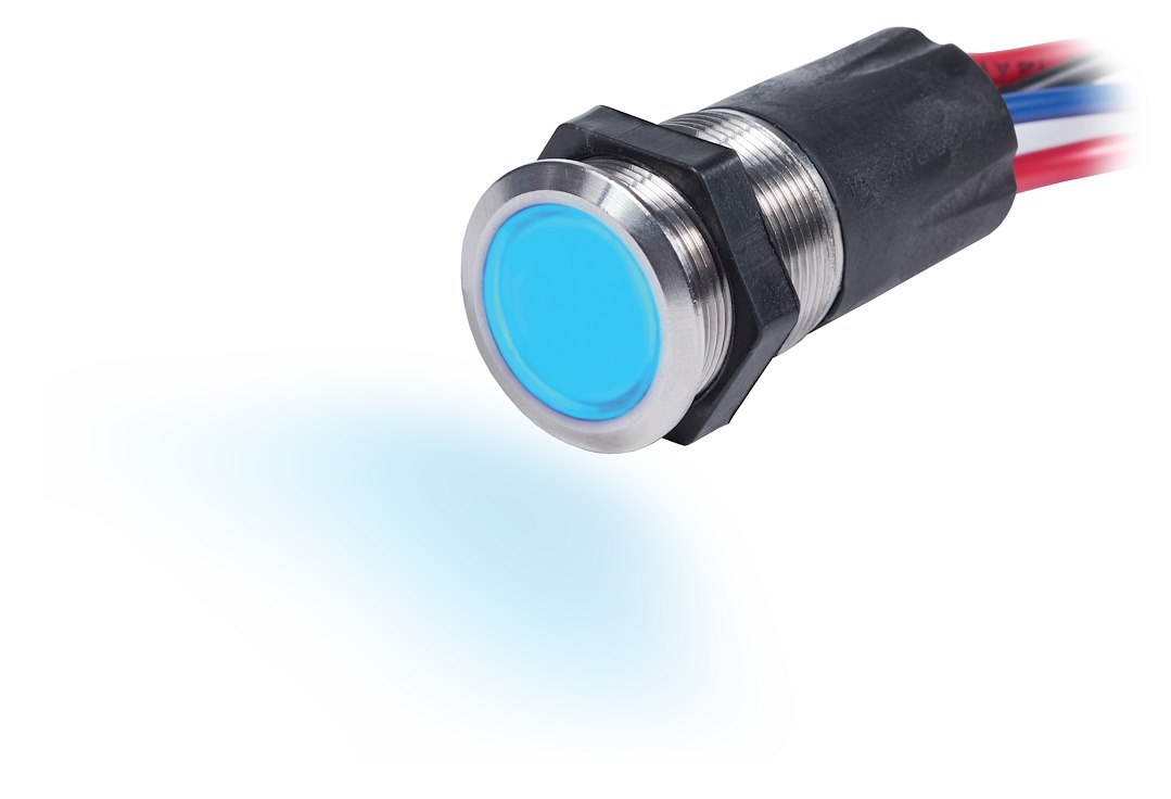 Blue Sea Systems Push Button Switch, Momentary on/ Off Switch, 15 Amps, Panel Mount, Backlite Blue When Off and Red When on – 4181-BSS