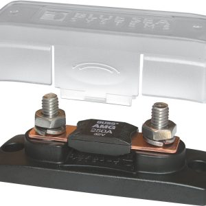 Blue Sea Systems Fuse Block, 32 Volt DC, 300 Amps, Uses Mega/Amg Fuse, With Protective Cover – 5001-BSS