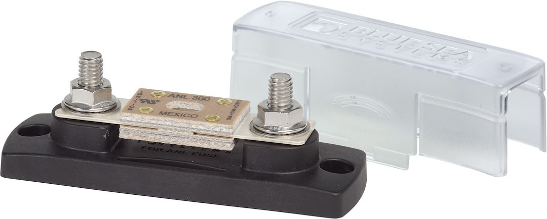 Blue Sea Systems Fuse Block, 32 Volt DC, 300 Amp, Uses Anl Fuse, With Protective Cover – 5005-BSS