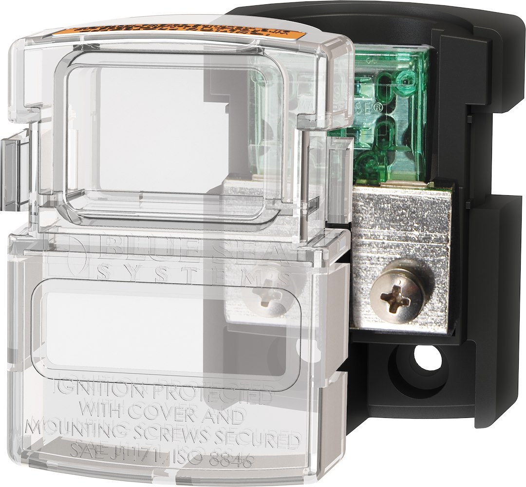 Blue Sea Systems Fuse Block, 32 Volts DC, 80 Amps, Uses Blade Fuse, With Protective Cover – 5006100-BSS