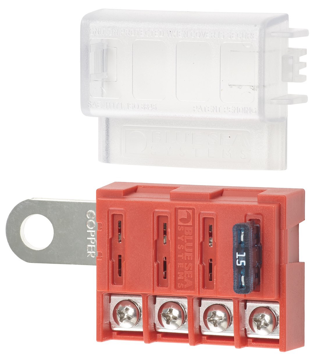 Blue Sea Systems Fuse Block, St Blade, 32 Volt DC, 100 Ampere Per Block/ 30 Ampere Per Circuit, Uses Ato®/ Atc® Blade Style Fuse – 5023-BSS