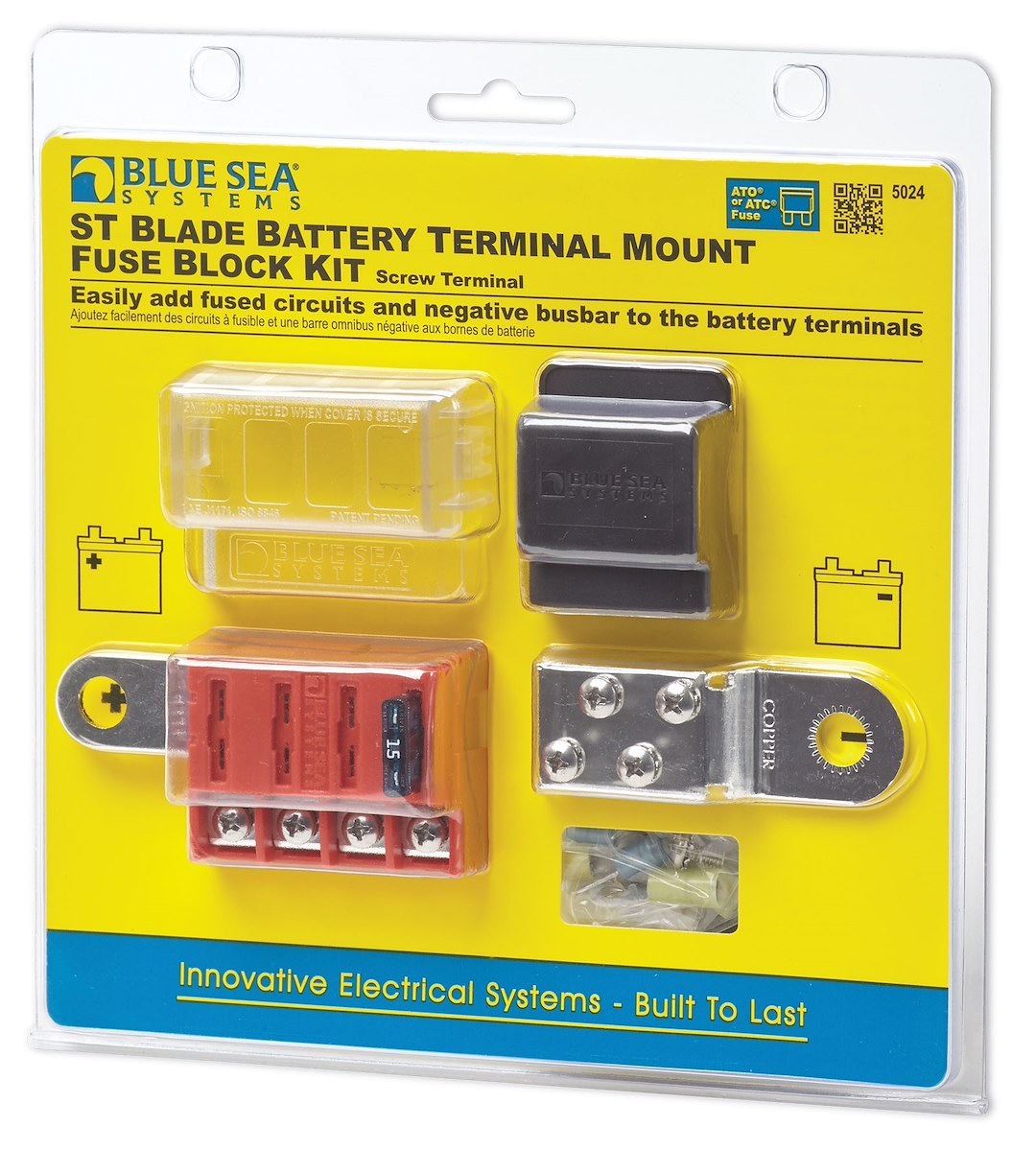 Blue Sea Systems Fuse Block, 32 Volt DC, 100 Amp Per Block/ 30 Amp Per Circuit, Uses Ato/ Atc Blade Style Fuse – 5024-BSS