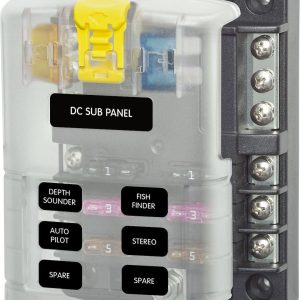 Blue Sea Systems Fuse Block, 32 Volts DC, 100 Amps Per Block/ 30 Amps Per Circuit, Uses Ato/ Atc Blade Style Fuse – 5025-BSS